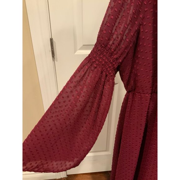 Torrid Merlot Red Textured Chiffon Skater Dress, Size 3 (3XL) - Picture 4 of 9